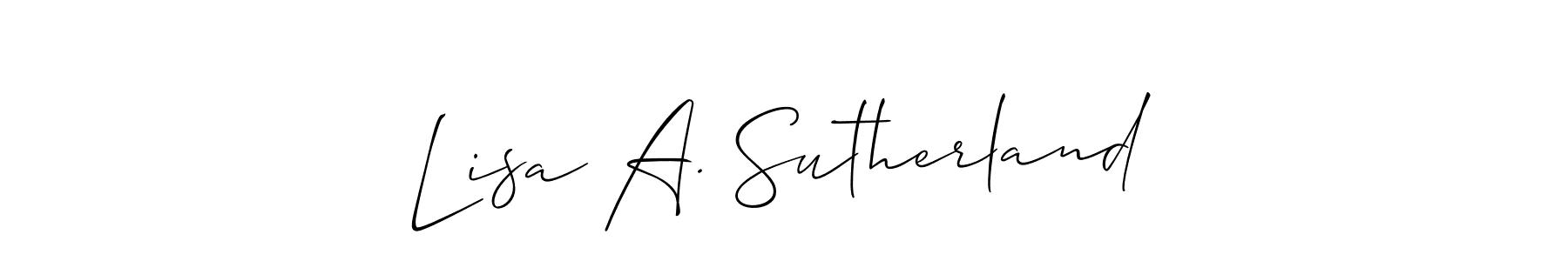 Allison_Script is a professional signature style that is perfect for those who want to add a touch of class to their signature. It is also a great choice for those who want to make their signature more unique. Get Lisa A. Sutherland name to fancy signature for free. Lisa A. Sutherland signature style 2 images and pictures png