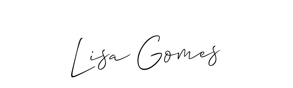 It looks lik you need a new signature style for name Lisa Gomes. Design unique handwritten (Allison_Script) signature with our free signature maker in just a few clicks. Lisa Gomes signature style 2 images and pictures png