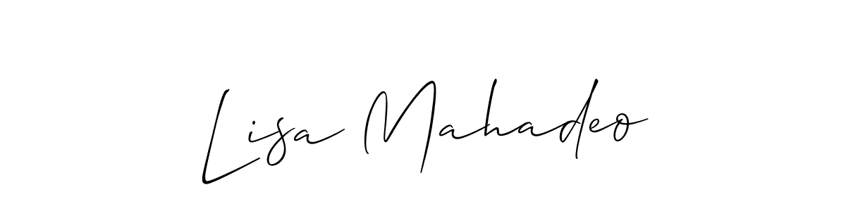 How to make Lisa Mahadeo name signature. Use Allison_Script style for creating short signs online. This is the latest handwritten sign. Lisa Mahadeo signature style 2 images and pictures png