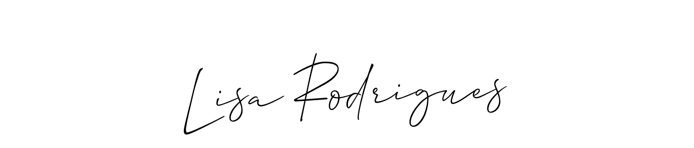 The best way (Allison_Script) to make a short signature is to pick only two or three words in your name. The name Lisa Rodrigues include a total of six letters. For converting this name. Lisa Rodrigues signature style 2 images and pictures png