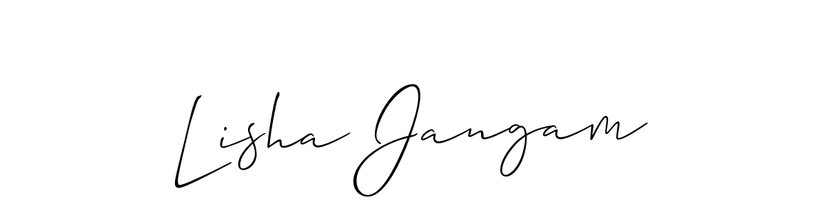 if you are searching for the best signature style for your name Lisha Jangam. so please give up your signature search. here we have designed multiple signature styles  using Allison_Script. Lisha Jangam signature style 2 images and pictures png