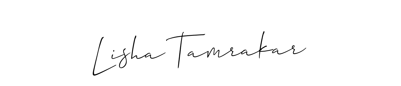 You should practise on your own different ways (Allison_Script) to write your name (Lisha Tamrakar) in signature. don't let someone else do it for you. Lisha Tamrakar signature style 2 images and pictures png