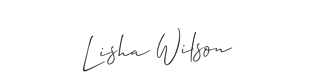 Make a short Lisha Wilson signature style. Manage your documents anywhere anytime using Allison_Script. Create and add eSignatures, submit forms, share and send files easily. Lisha Wilson signature style 2 images and pictures png