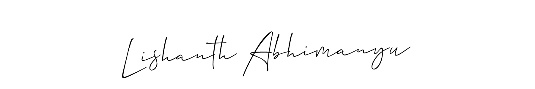 if you are searching for the best signature style for your name Lishanth Abhimanyu. so please give up your signature search. here we have designed multiple signature styles  using Allison_Script. Lishanth Abhimanyu signature style 2 images and pictures png