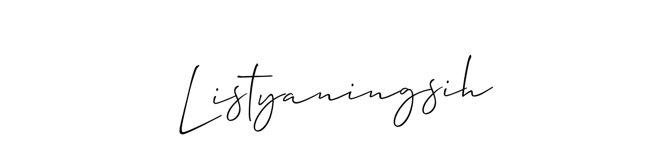 Make a beautiful signature design for name Listyaningsih. With this signature (Allison_Script) style, you can create a handwritten signature for free. Listyaningsih signature style 2 images and pictures png