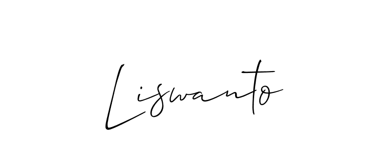 Also You can easily find your signature by using the search form. We will create Liswanto name handwritten signature images for you free of cost using Allison_Script sign style. Liswanto signature style 2 images and pictures png