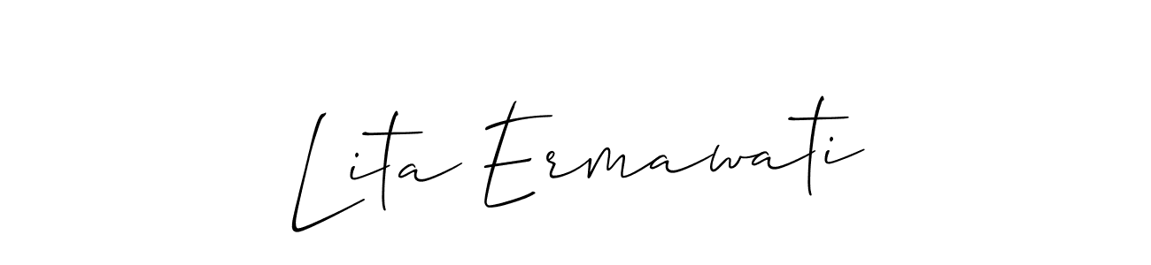 This is the best signature style for the Lita Ermawati name. Also you like these signature font (Allison_Script). Mix name signature. Lita Ermawati signature style 2 images and pictures png