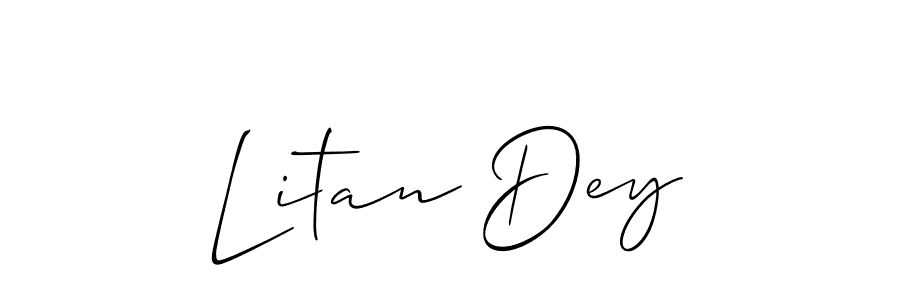 The best way (Allison_Script) to make a short signature is to pick only two or three words in your name. The name Litan Dey include a total of six letters. For converting this name. Litan Dey signature style 2 images and pictures png