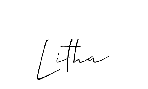 Allison_Script is a professional signature style that is perfect for those who want to add a touch of class to their signature. It is also a great choice for those who want to make their signature more unique. Get Litha name to fancy signature for free. Litha signature style 2 images and pictures png