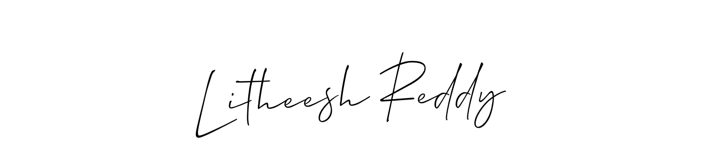 Allison_Script is a professional signature style that is perfect for those who want to add a touch of class to their signature. It is also a great choice for those who want to make their signature more unique. Get Litheesh Reddy name to fancy signature for free. Litheesh Reddy signature style 2 images and pictures png