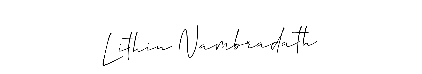 if you are searching for the best signature style for your name Lithin Nambradath. so please give up your signature search. here we have designed multiple signature styles  using Allison_Script. Lithin Nambradath signature style 2 images and pictures png