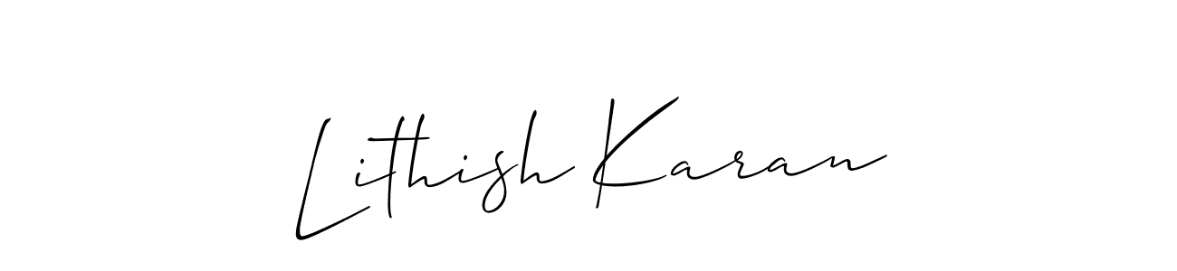 Also we have Lithish Karan name is the best signature style. Create professional handwritten signature collection using Allison_Script autograph style. Lithish Karan signature style 2 images and pictures png