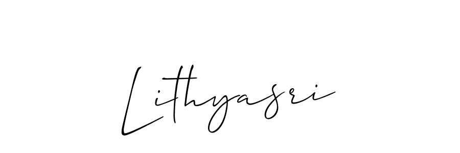 Use a signature maker to create a handwritten signature online. With this signature software, you can design (Allison_Script) your own signature for name Lithyasri. Lithyasri signature style 2 images and pictures png