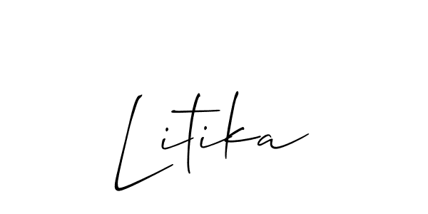 if you are searching for the best signature style for your name Litika. so please give up your signature search. here we have designed multiple signature styles  using Allison_Script. Litika signature style 2 images and pictures png