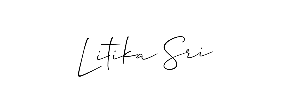 The best way (Allison_Script) to make a short signature is to pick only two or three words in your name. The name Litika Sri include a total of six letters. For converting this name. Litika Sri signature style 2 images and pictures png