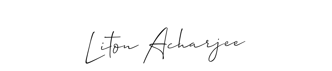 Similarly Allison_Script is the best handwritten signature design. Signature creator online .You can use it as an online autograph creator for name Liton Acharjee. Liton Acharjee signature style 2 images and pictures png