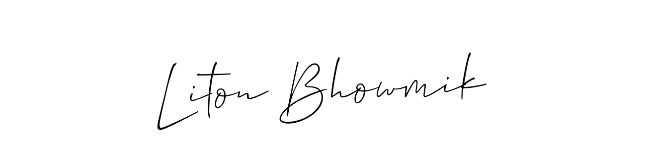 Also You can easily find your signature by using the search form. We will create Liton Bhowmik name handwritten signature images for you free of cost using Allison_Script sign style. Liton Bhowmik signature style 2 images and pictures png