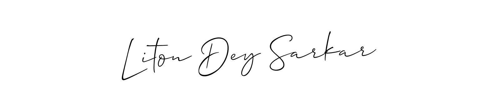 It looks lik you need a new signature style for name Liton Dey Sarkar. Design unique handwritten (Allison_Script) signature with our free signature maker in just a few clicks. Liton Dey Sarkar signature style 2 images and pictures png