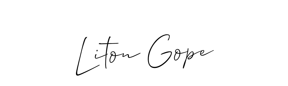 Make a beautiful signature design for name Liton Gope. With this signature (Allison_Script) style, you can create a handwritten signature for free. Liton Gope signature style 2 images and pictures png
