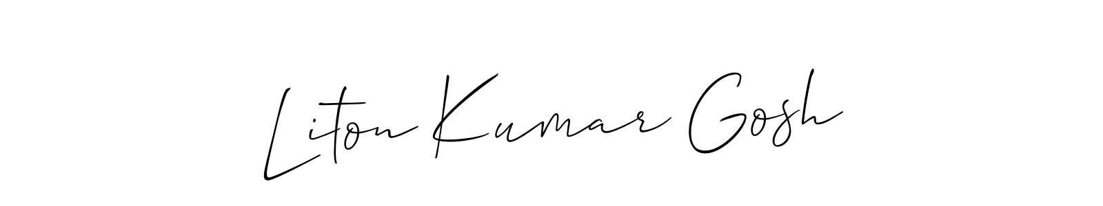 Allison_Script is a professional signature style that is perfect for those who want to add a touch of class to their signature. It is also a great choice for those who want to make their signature more unique. Get Liton Kumar Gosh name to fancy signature for free. Liton Kumar Gosh signature style 2 images and pictures png