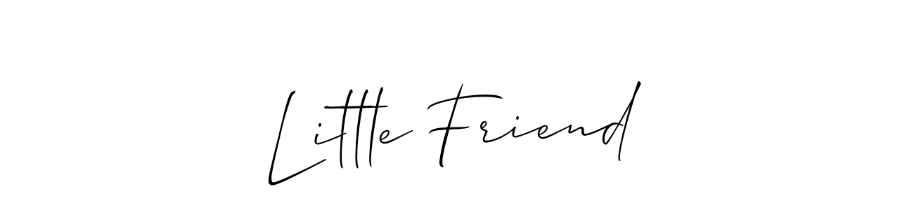 The best way (Allison_Script) to make a short signature is to pick only two or three words in your name. The name Little Friend include a total of six letters. For converting this name. Little Friend signature style 2 images and pictures png