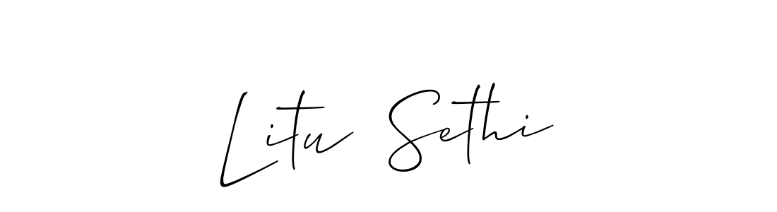The best way (Allison_Script) to make a short signature is to pick only two or three words in your name. The name Litu  Sethi include a total of six letters. For converting this name. Litu  Sethi signature style 2 images and pictures png