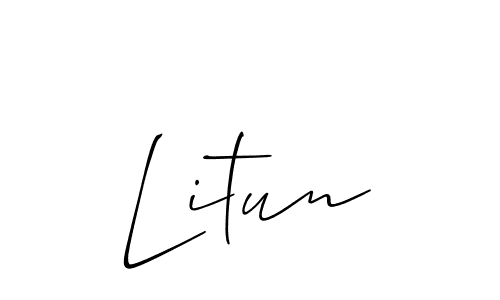 How to make Litun name signature. Use Allison_Script style for creating short signs online. This is the latest handwritten sign. Litun signature style 2 images and pictures png