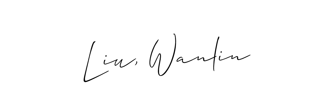 Allison_Script is a professional signature style that is perfect for those who want to add a touch of class to their signature. It is also a great choice for those who want to make their signature more unique. Get Liu, Wanlin name to fancy signature for free. Liu, Wanlin signature style 2 images and pictures png