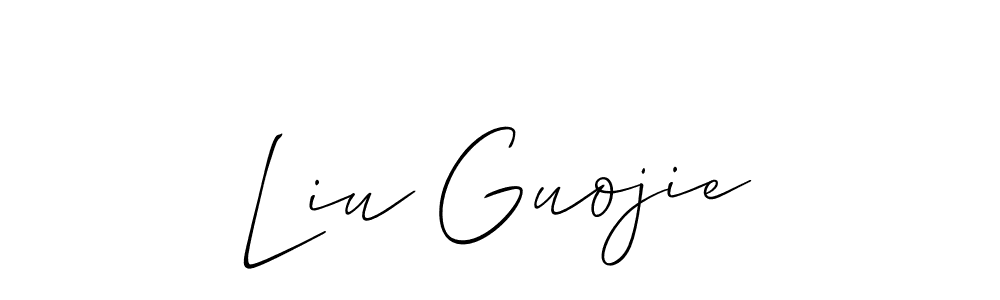 The best way (Allison_Script) to make a short signature is to pick only two or three words in your name. The name Liu Guojie include a total of six letters. For converting this name. Liu Guojie signature style 2 images and pictures png