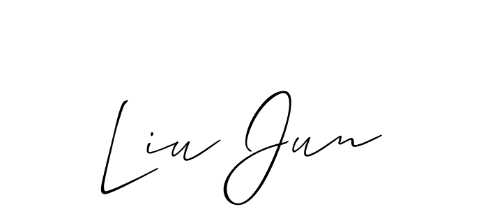 The best way (Allison_Script) to make a short signature is to pick only two or three words in your name. The name Liu Jun include a total of six letters. For converting this name. Liu Jun signature style 2 images and pictures png