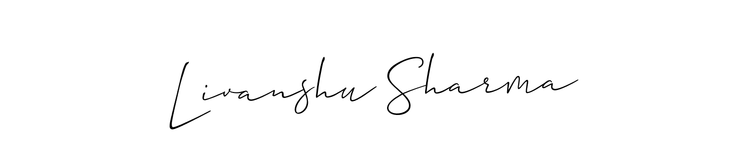 Make a short Livanshu Sharma signature style. Manage your documents anywhere anytime using Allison_Script. Create and add eSignatures, submit forms, share and send files easily. Livanshu Sharma signature style 2 images and pictures png