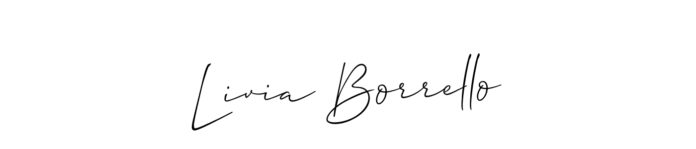 Also You can easily find your signature by using the search form. We will create Livia Borrello name handwritten signature images for you free of cost using Allison_Script sign style. Livia Borrello signature style 2 images and pictures png