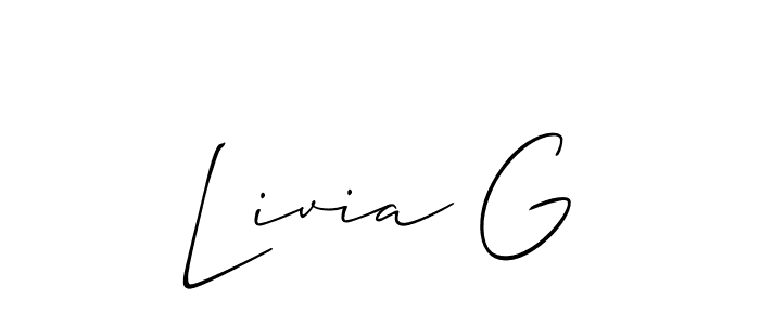 Livia G stylish signature style. Best Handwritten Sign (Allison_Script) for my name. Handwritten Signature Collection Ideas for my name Livia G. Livia G signature style 2 images and pictures png