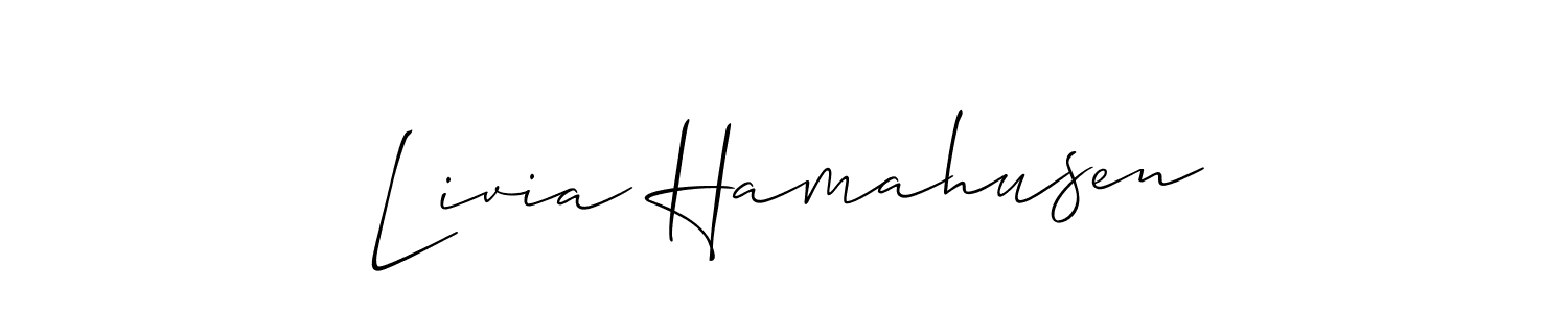 You can use this online signature creator to create a handwritten signature for the name Livia Hamahusen. This is the best online autograph maker. Livia Hamahusen signature style 2 images and pictures png