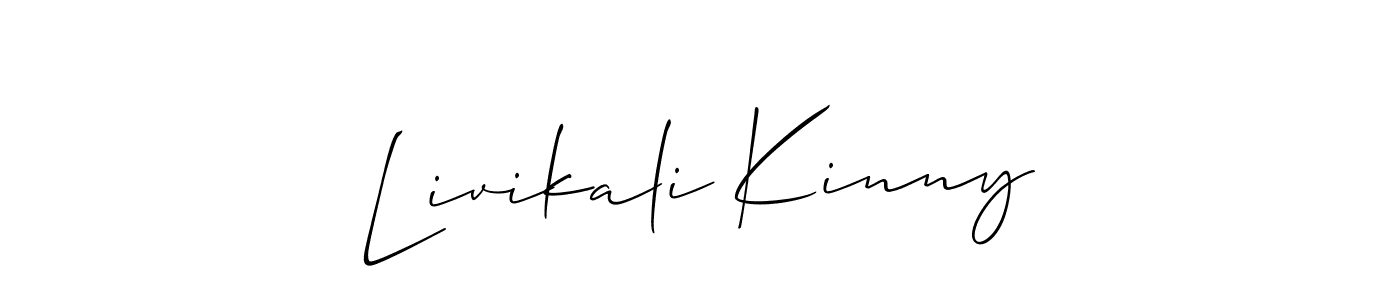 Allison_Script is a professional signature style that is perfect for those who want to add a touch of class to their signature. It is also a great choice for those who want to make their signature more unique. Get Livikali Kinny name to fancy signature for free. Livikali Kinny signature style 2 images and pictures png