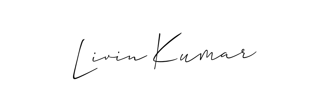 This is the best signature style for the Livin Kumar name. Also you like these signature font (Allison_Script). Mix name signature. Livin Kumar signature style 2 images and pictures png