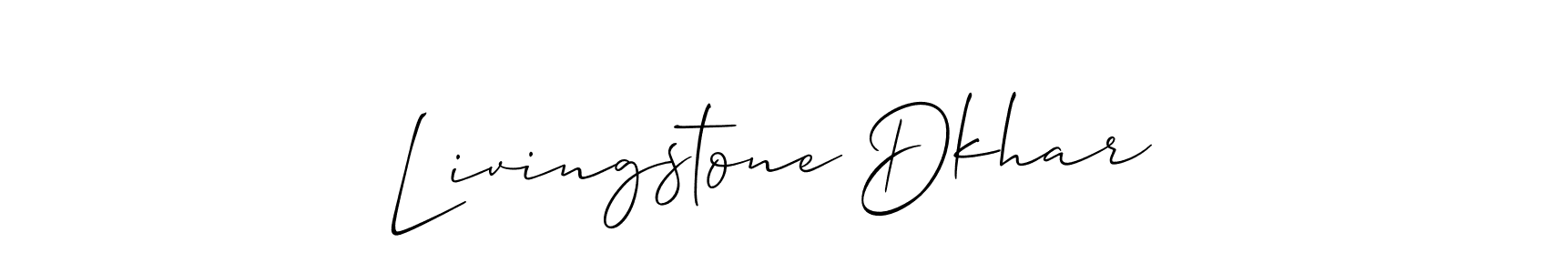 How to make Livingstone Dkhar name signature. Use Allison_Script style for creating short signs online. This is the latest handwritten sign. Livingstone Dkhar signature style 2 images and pictures png