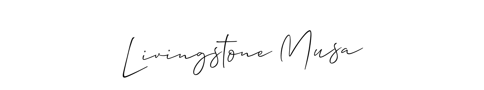 Make a short Livingstone Musa signature style. Manage your documents anywhere anytime using Allison_Script. Create and add eSignatures, submit forms, share and send files easily. Livingstone Musa signature style 2 images and pictures png