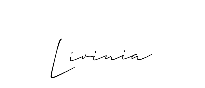 Allison_Script is a professional signature style that is perfect for those who want to add a touch of class to their signature. It is also a great choice for those who want to make their signature more unique. Get Livinia name to fancy signature for free. Livinia signature style 2 images and pictures png