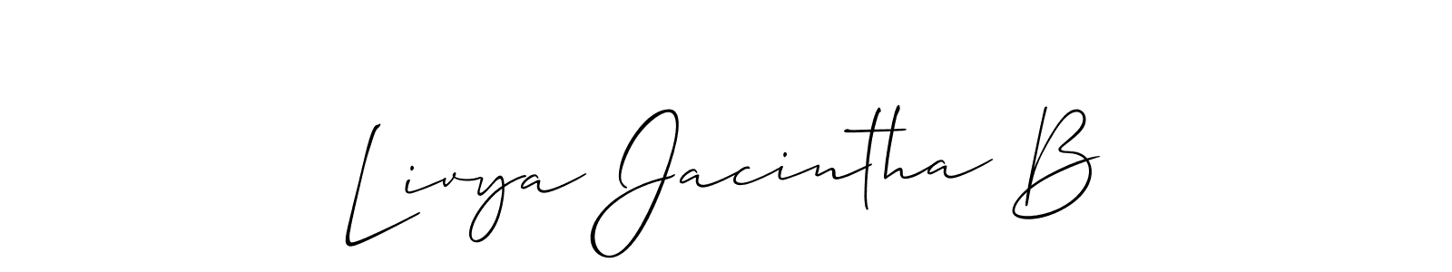 See photos of Livya Jacintha B official signature by Spectra . Check more albums & portfolios. Read reviews & check more about Allison_Script font. Livya Jacintha B signature style 2 images and pictures png