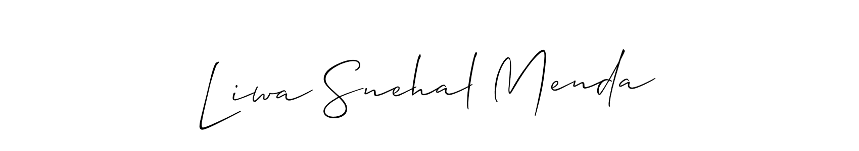 if you are searching for the best signature style for your name Liwa Snehal Menda. so please give up your signature search. here we have designed multiple signature styles  using Allison_Script. Liwa Snehal Menda signature style 2 images and pictures png