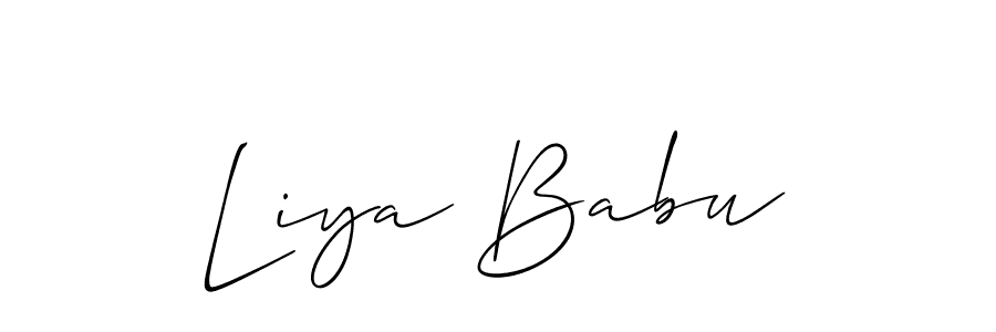 It looks lik you need a new signature style for name Liya Babu. Design unique handwritten (Allison_Script) signature with our free signature maker in just a few clicks. Liya Babu signature style 2 images and pictures png