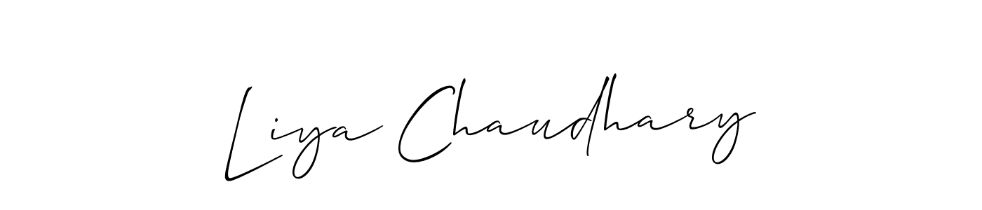 if you are searching for the best signature style for your name Liya Chaudhary. so please give up your signature search. here we have designed multiple signature styles  using Allison_Script. Liya Chaudhary signature style 2 images and pictures png