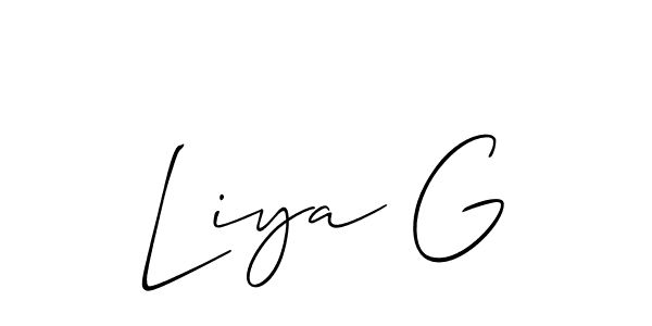 Allison_Script is a professional signature style that is perfect for those who want to add a touch of class to their signature. It is also a great choice for those who want to make their signature more unique. Get Liya G name to fancy signature for free. Liya G signature style 2 images and pictures png