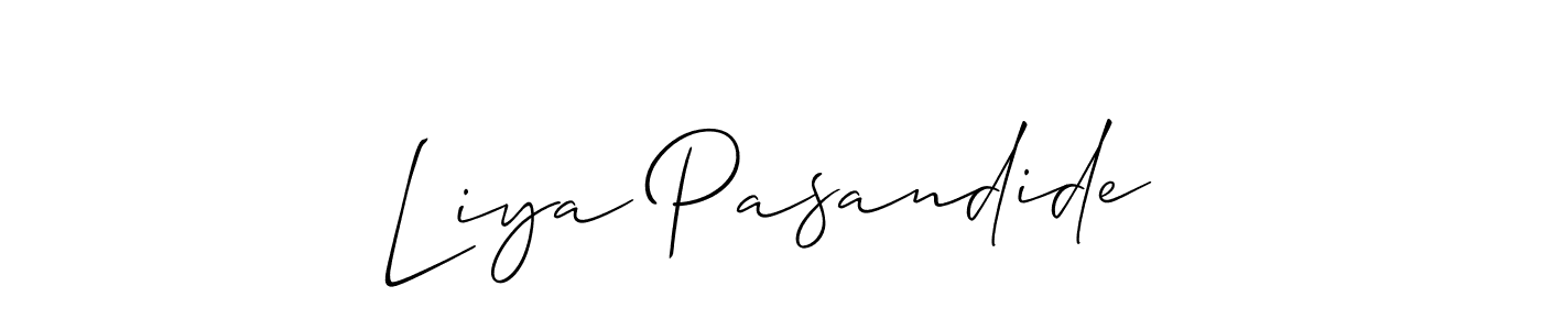 How to make Liya Pasandide name signature. Use Allison_Script style for creating short signs online. This is the latest handwritten sign. Liya Pasandide signature style 2 images and pictures png