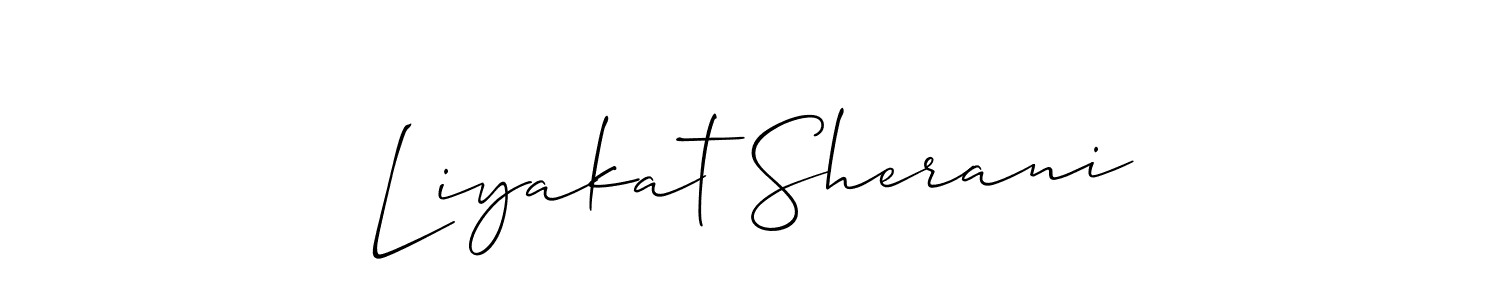 How to make Liyakat Sherani name signature. Use Allison_Script style for creating short signs online. This is the latest handwritten sign. Liyakat Sherani signature style 2 images and pictures png