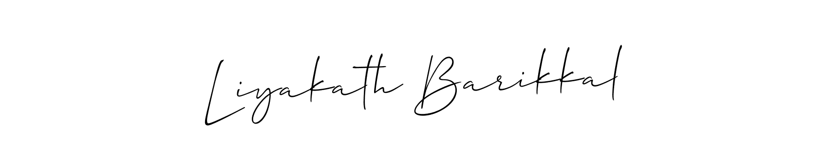 How to make Liyakath Barikkal name signature. Use Allison_Script style for creating short signs online. This is the latest handwritten sign. Liyakath Barikkal signature style 2 images and pictures png