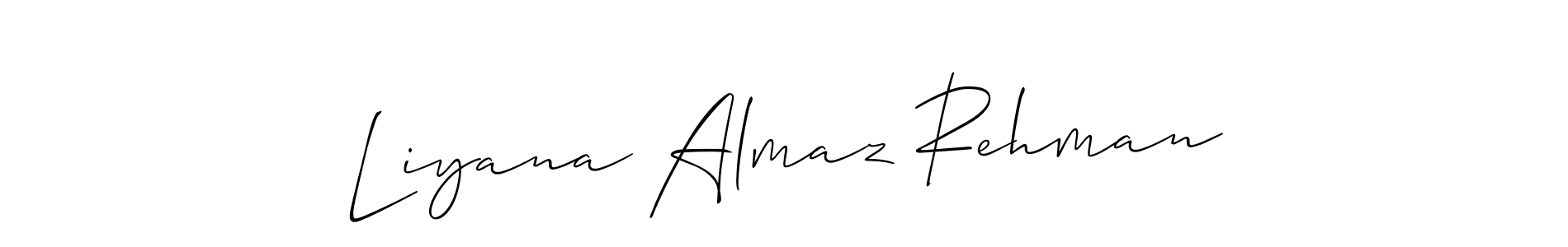 Create a beautiful signature design for name Liyana Almaz Rehman. With this signature (Allison_Script) fonts, you can make a handwritten signature for free. Liyana Almaz Rehman signature style 2 images and pictures png