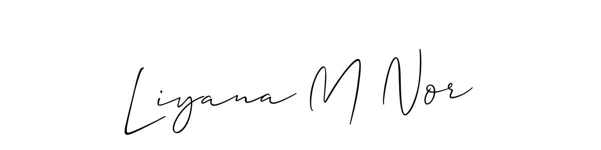 Liyana M Nor stylish signature style. Best Handwritten Sign (Allison_Script) for my name. Handwritten Signature Collection Ideas for my name Liyana M Nor. Liyana M Nor signature style 2 images and pictures png