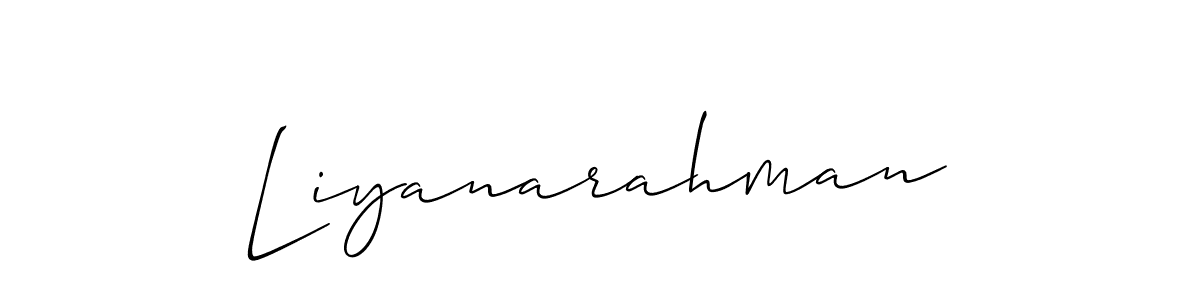 It looks lik you need a new signature style for name Liyanarahman. Design unique handwritten (Allison_Script) signature with our free signature maker in just a few clicks. Liyanarahman signature style 2 images and pictures png